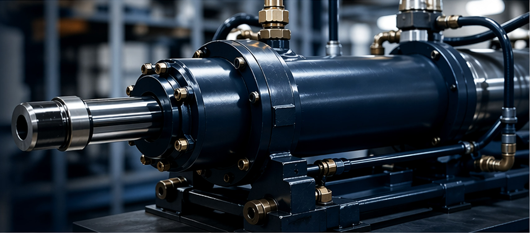 Hydraulic cylinder installed on industrial setup